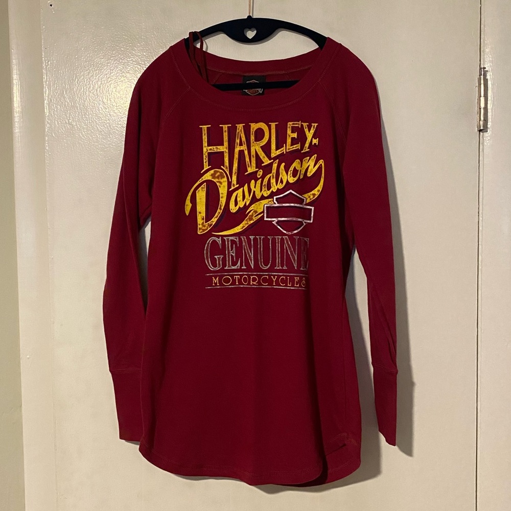 EUC Harley-Davidson® Women’s Long Sleeve Tunic Sweatshirt || Red || Medium